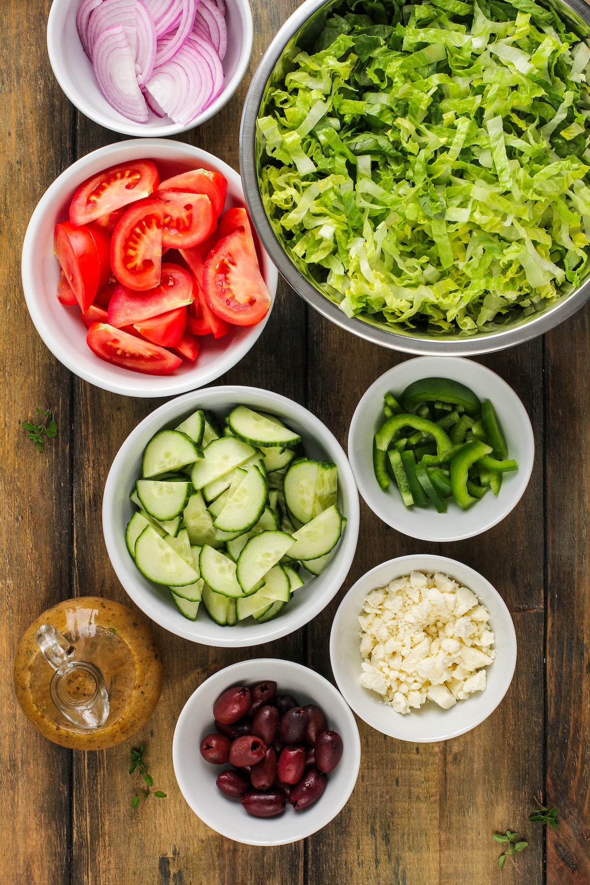 Ingredients for Greek salad.