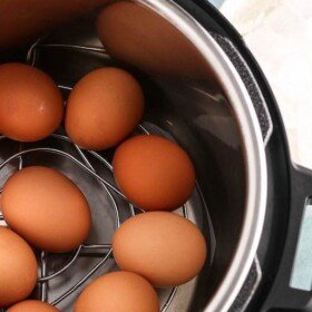 Eggs on a trivet in an instant pot