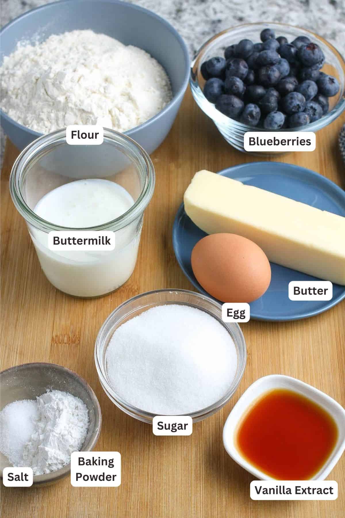 Ingredients for Blueberry Scones Recipe.