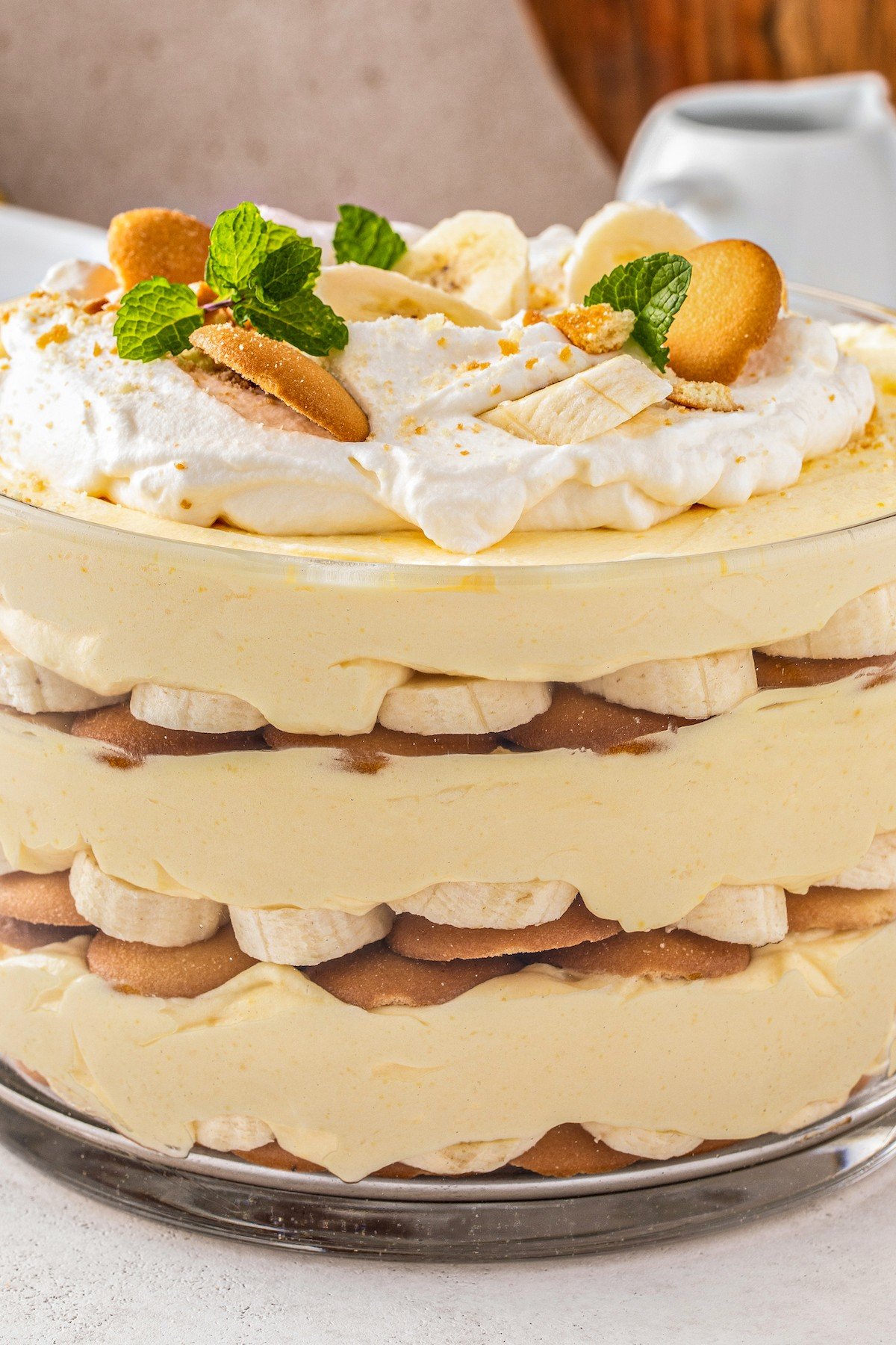 Homemade banana pudding with the layers showing