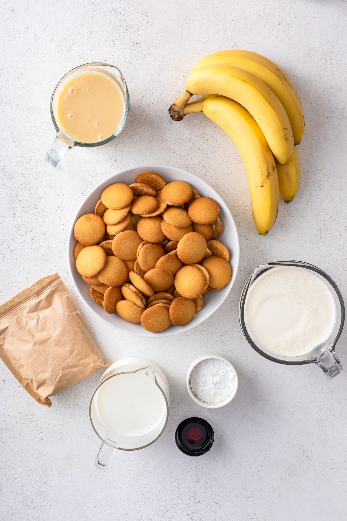 Homemade banana pudding ingredients