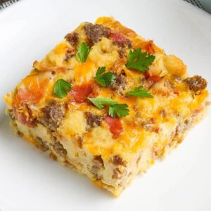 Overnight Bacon and Sausage Breakfast Casserole | The Novice Chef