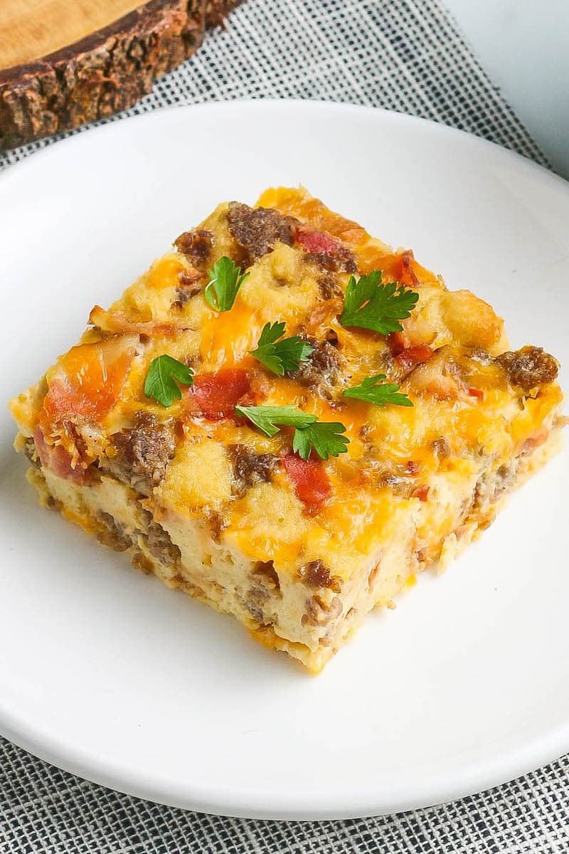 Breakfast Egg Casserole with Bread & Bacon Recipe