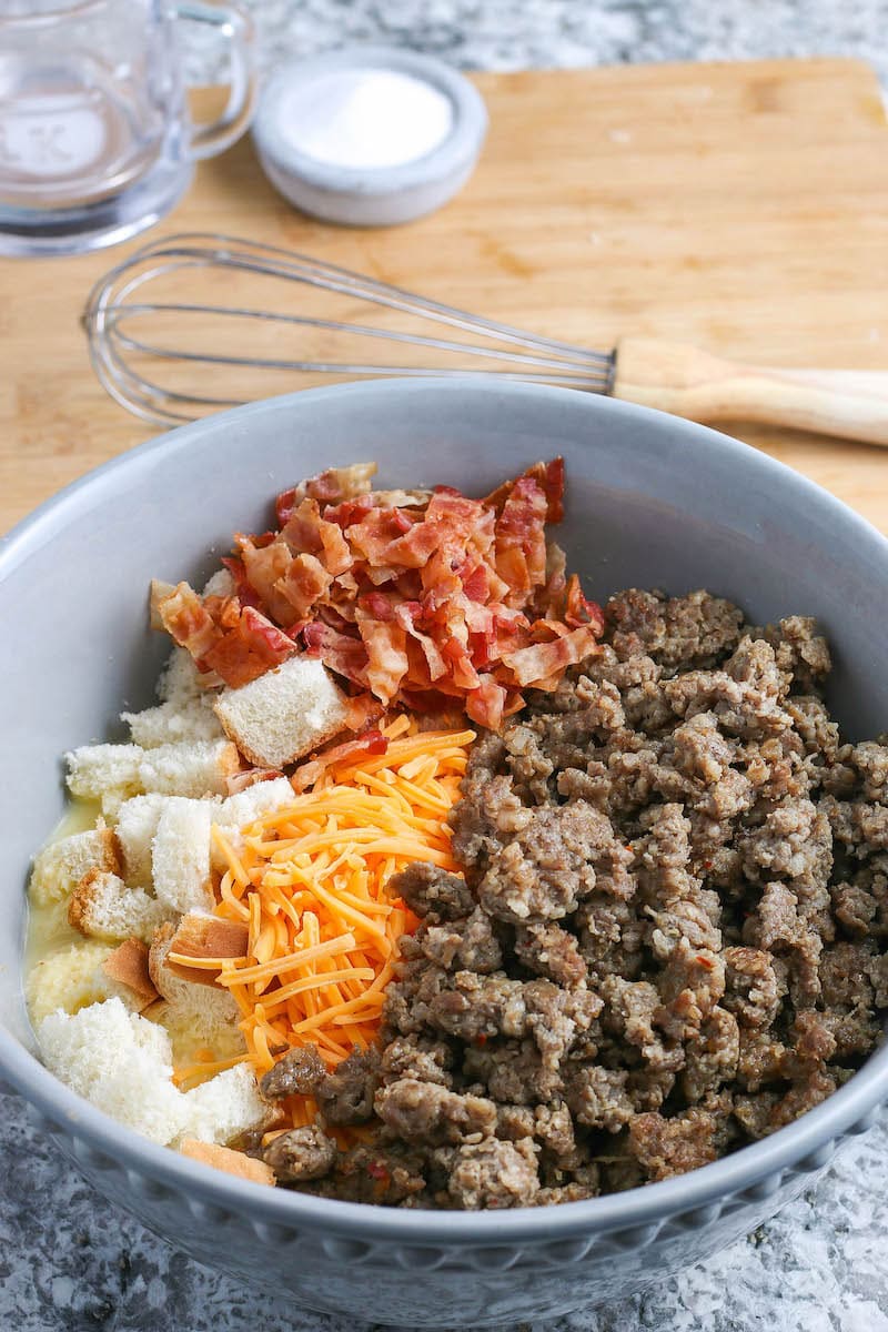 Overnight Bacon and Sausage Breakfast Casserole The Novice Chef