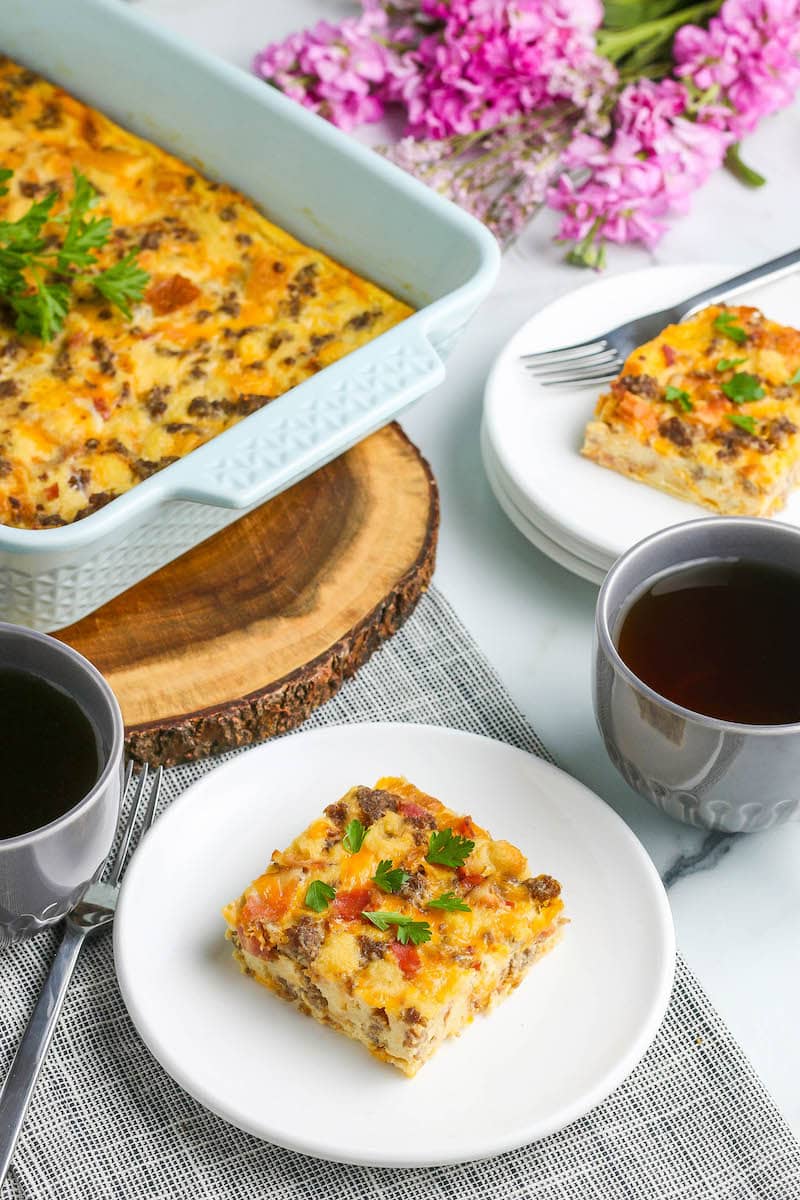 Overnight Bacon and Sausage Breakfast Casserole The Novice Chef