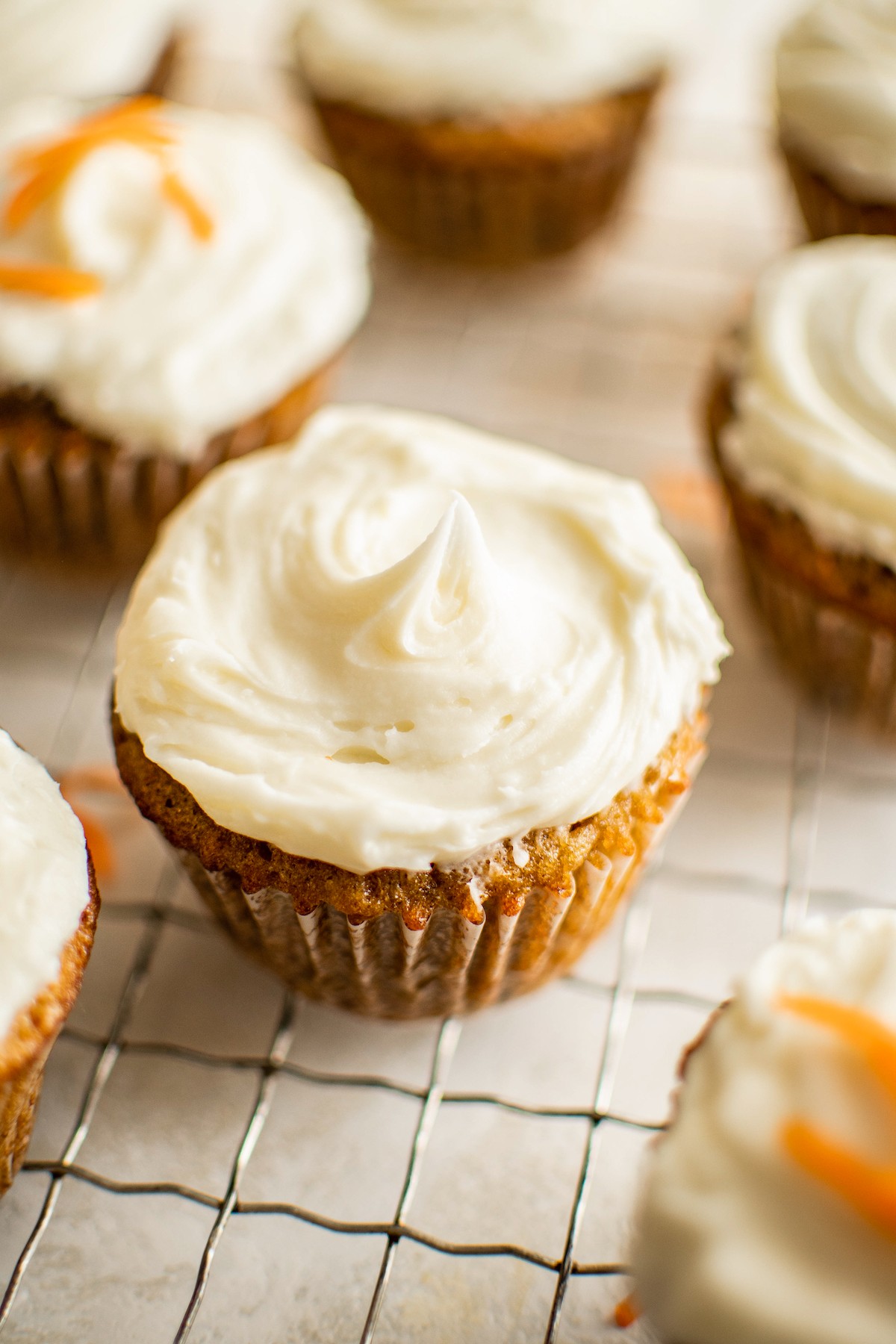 Close-up of a frosted cupcake.