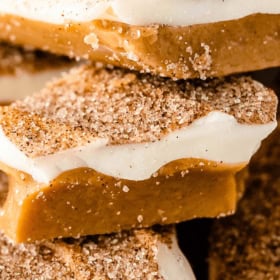 Pinterest logo image of cinnamon sugar toffee.