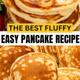 The best fluffy pancakes are presented on a plate.