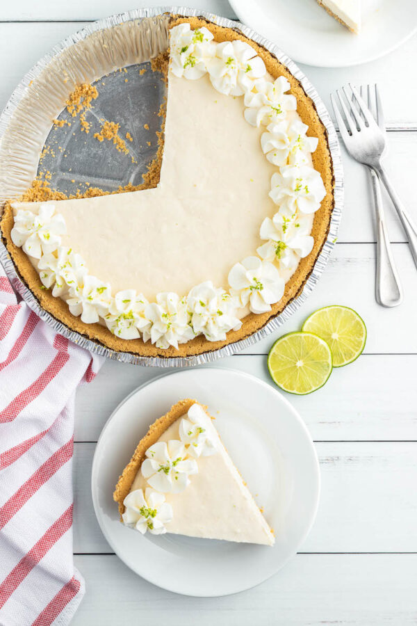 A Piece of Frozen Key Lime Pie with Key Lime Slices