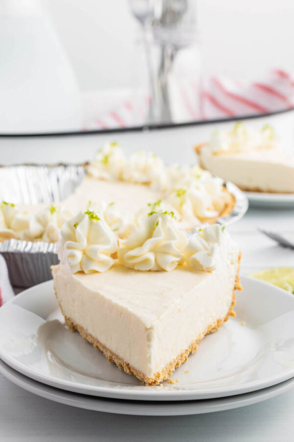 A Slice of Frozen Key Lime Pie on a Plate