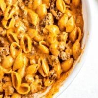 Close-Up View of Homemade Hamburger Helper