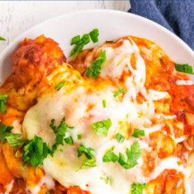 Pinterest College image of meatball sub casserole