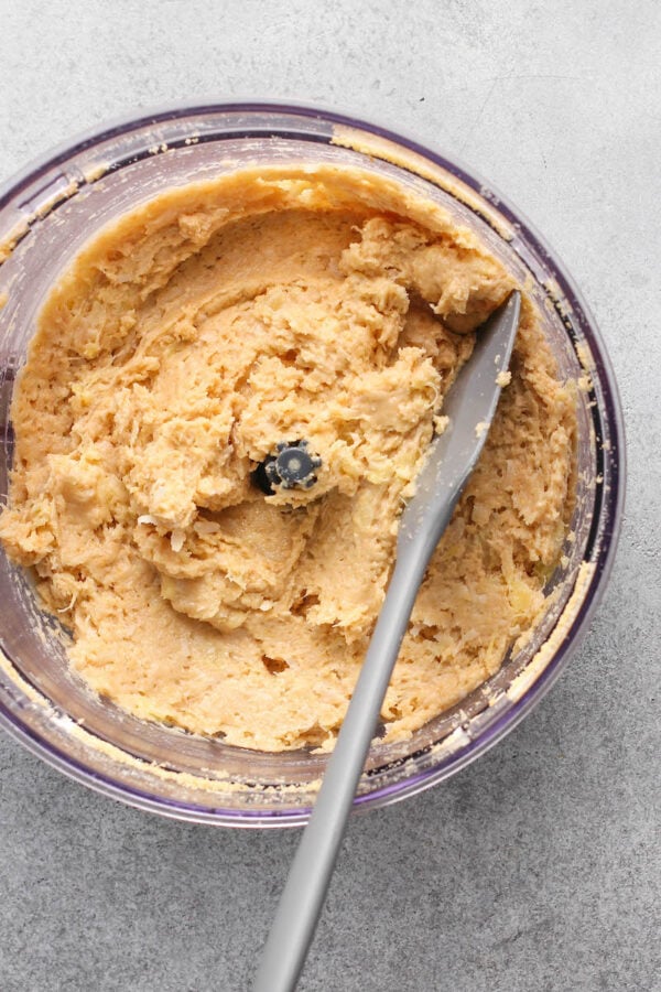 No bake truffles in food processor with a spatula.