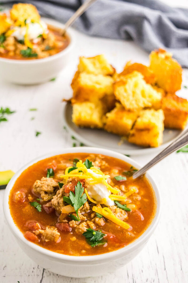 Slow Cooker Turkey Taco Soup Healthy Soup Recipe with Ground Turkey