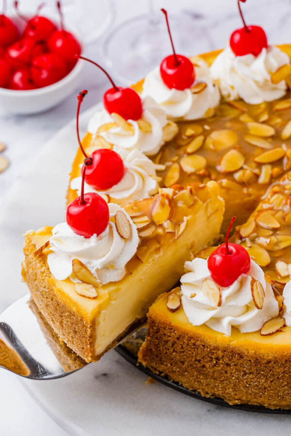 Almond Amaretto Cheesecake Recipe | The Novice Chef