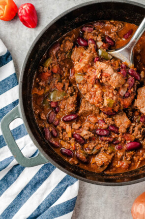 Chunky Chili Recipe with Ground Beef + Stew Beef | The Novice Chef