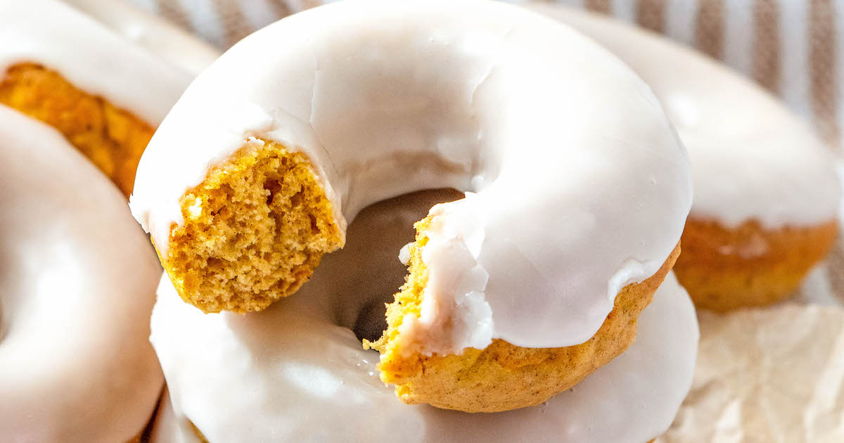Maple Glazed Pumpkin Donuts | Homemade Baked Donuts Recipe for Fall