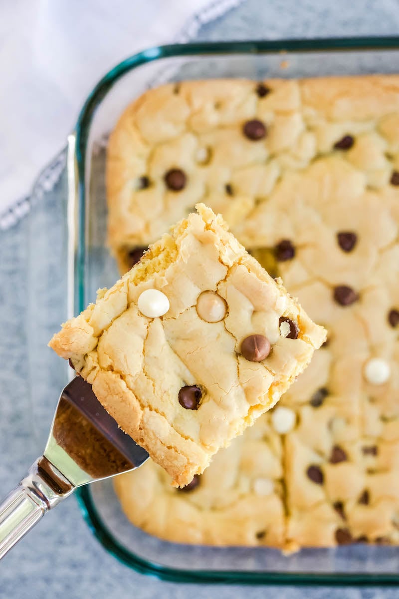 Cookie bar square on a fork.