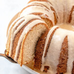 Pound cake with eggnog glaze.