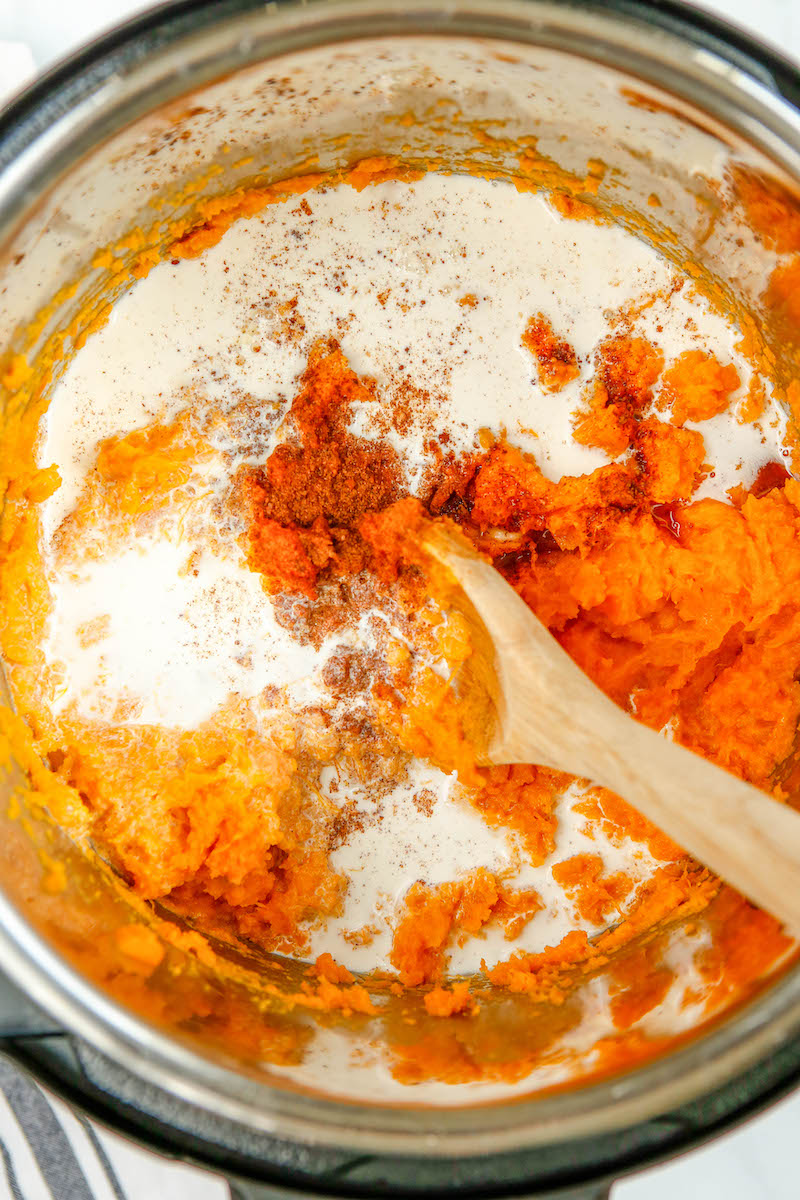 Mashed sweet potato with cream.