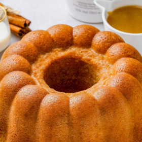 Pound Cake on a white plate.