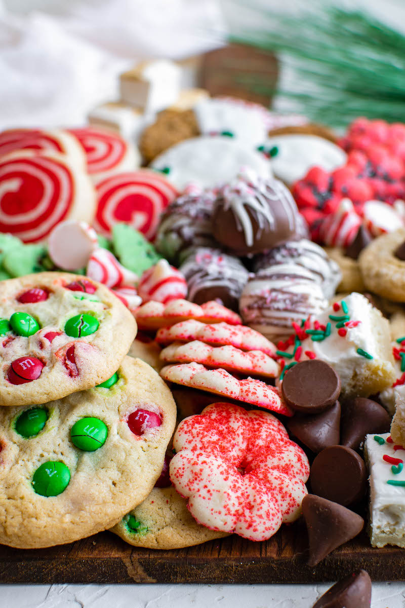 Christmas cookies on a cookie platter.