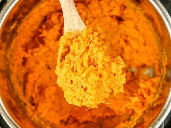 Mashed sweet potatoes in an Instant Pot