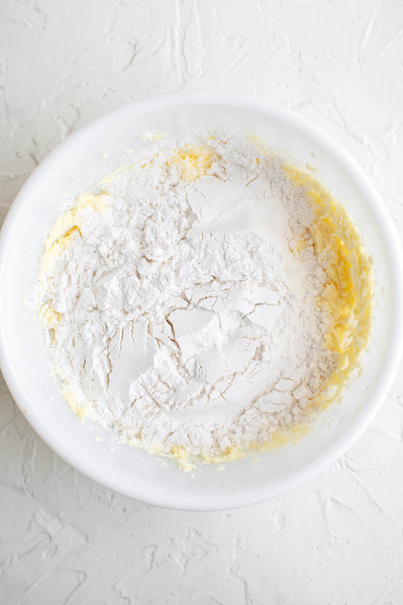 Whipped butter with flour in a bowl.