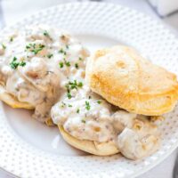 Sausage gravy on biscuits.