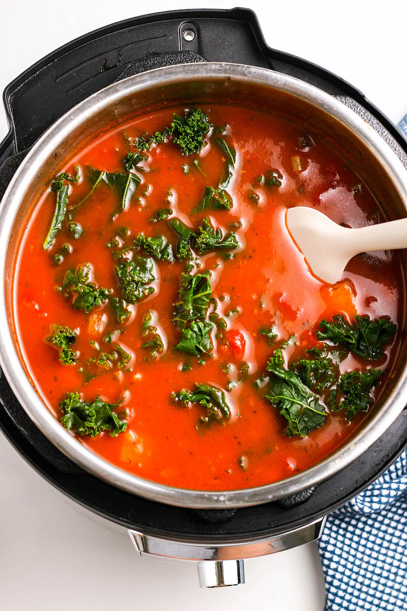 Cooked instant pot vegetable soup.