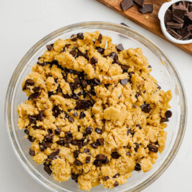 Mixed brown butter chocolate chip cookie dough.