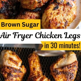 Crispy air fryer chicken legs are stacked in a small pile.