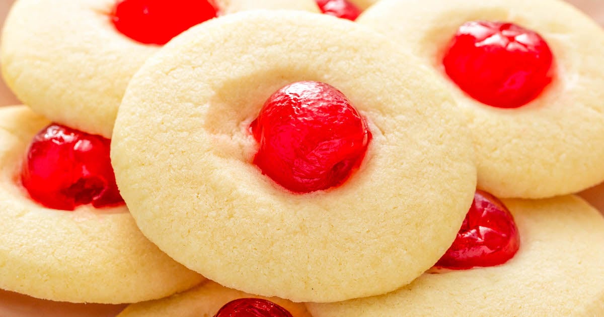 Cherry Almond Whipped Shortbread Cookies - The Novice Chef