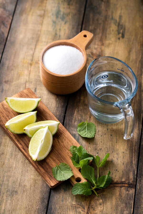 Ingredients for simple syrup.