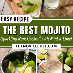 The best mojitos with lime wedges and fresh mint leaves.