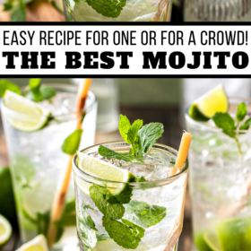 Mint mojitos with lime wedges.