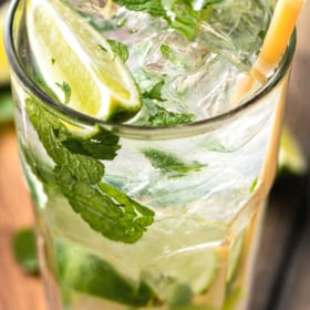 Mojito on a cutting board.