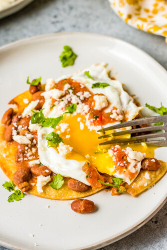 Huevos rancheros with homemade salsa.