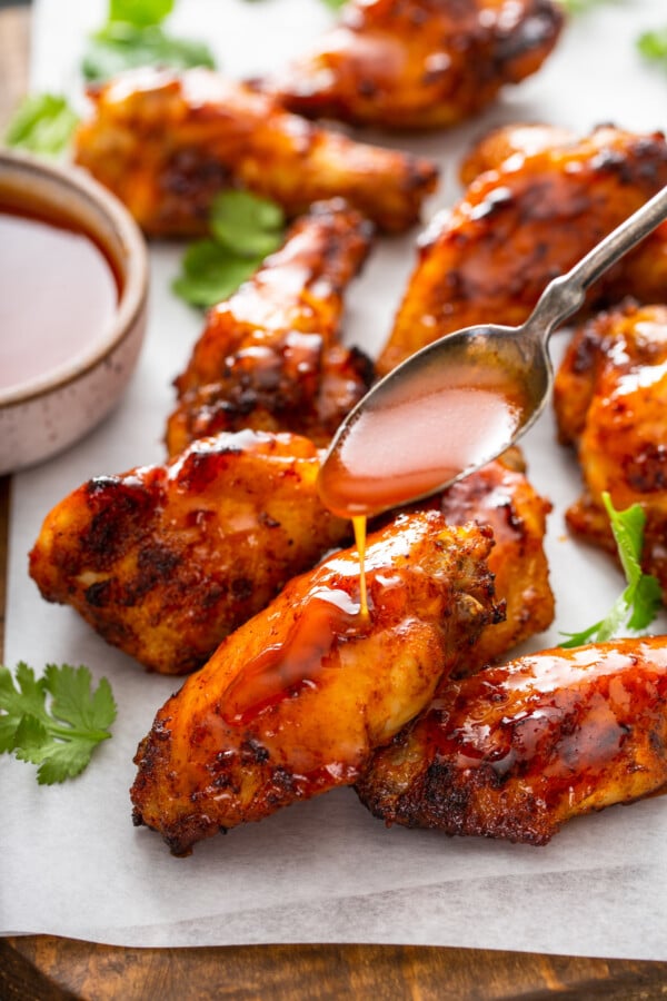 Hot Honey Butter Chicken Wings in the Air Fryer | The Novice Chef