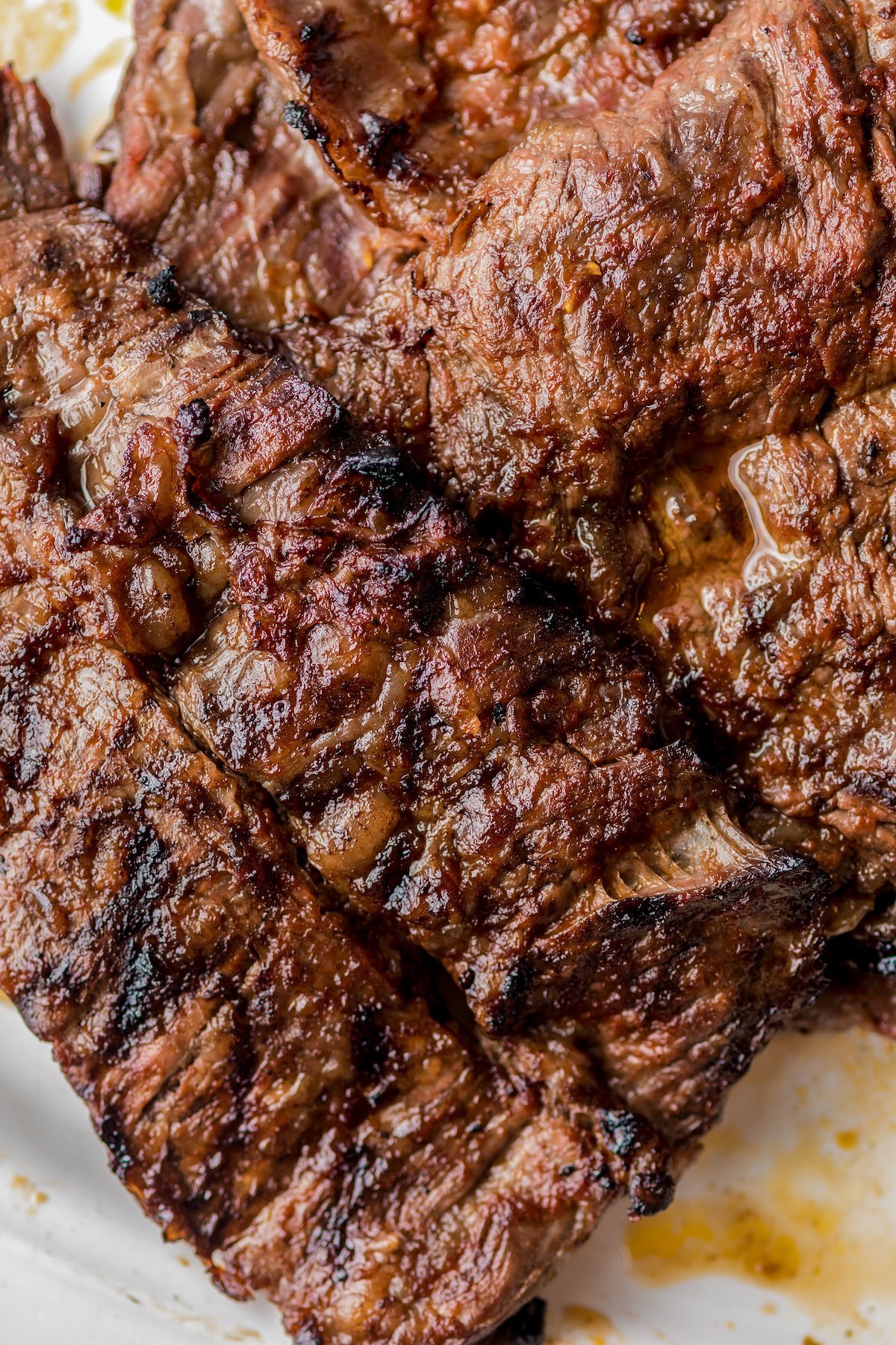 Slices of grilled steak.