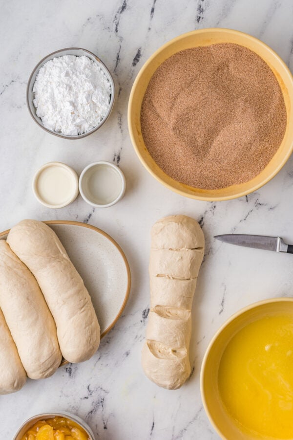 Sliced loaf of frozen bread.