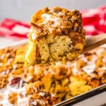 A square of pumpkin french toast casserole.