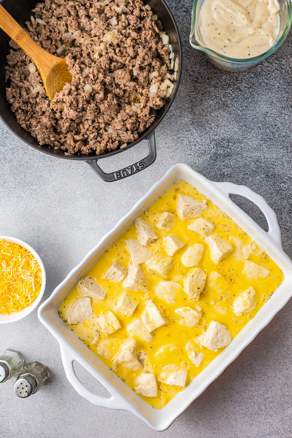 Cheesy Biscuits and Gravy Casserole | The Novice Chef