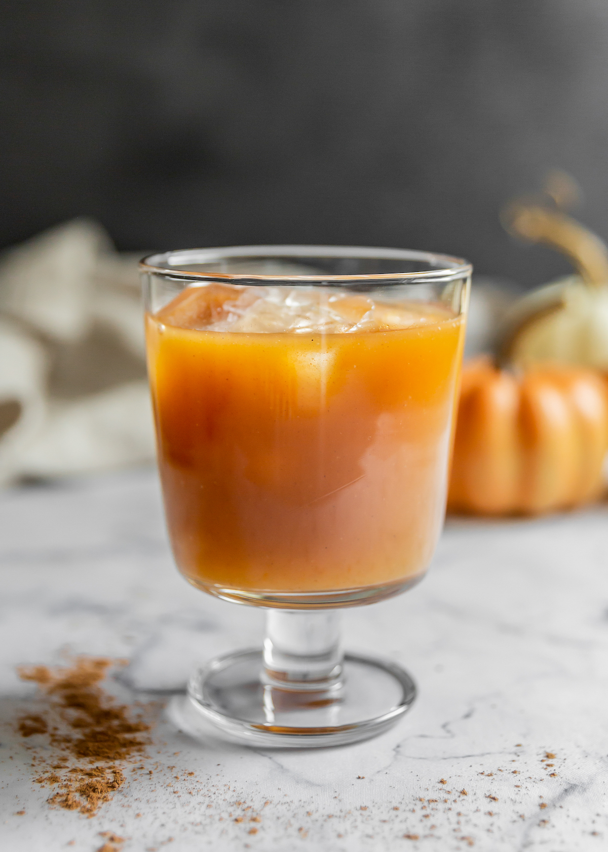 A glass of pumpkin apple cider.