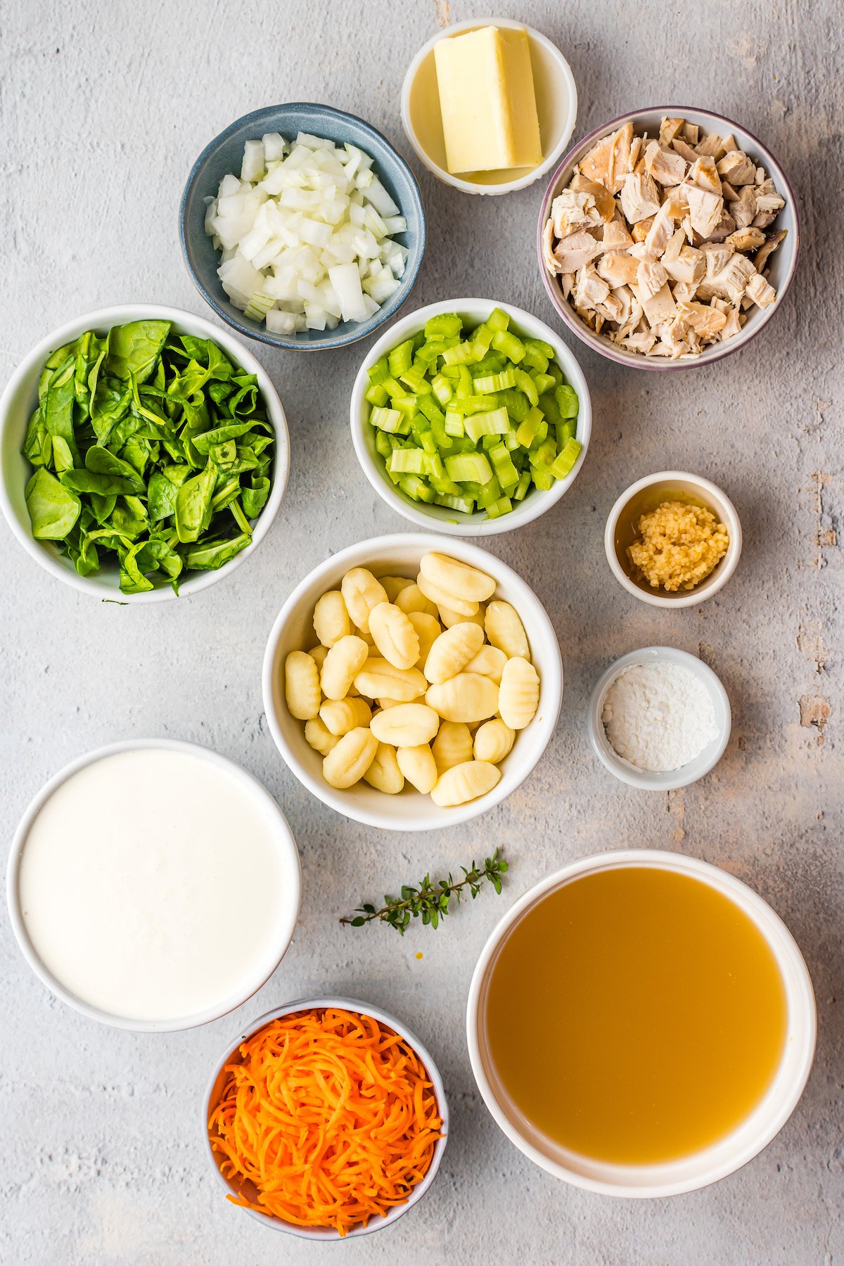 Ingredients for Olive Garden chicken gnocchi soup.