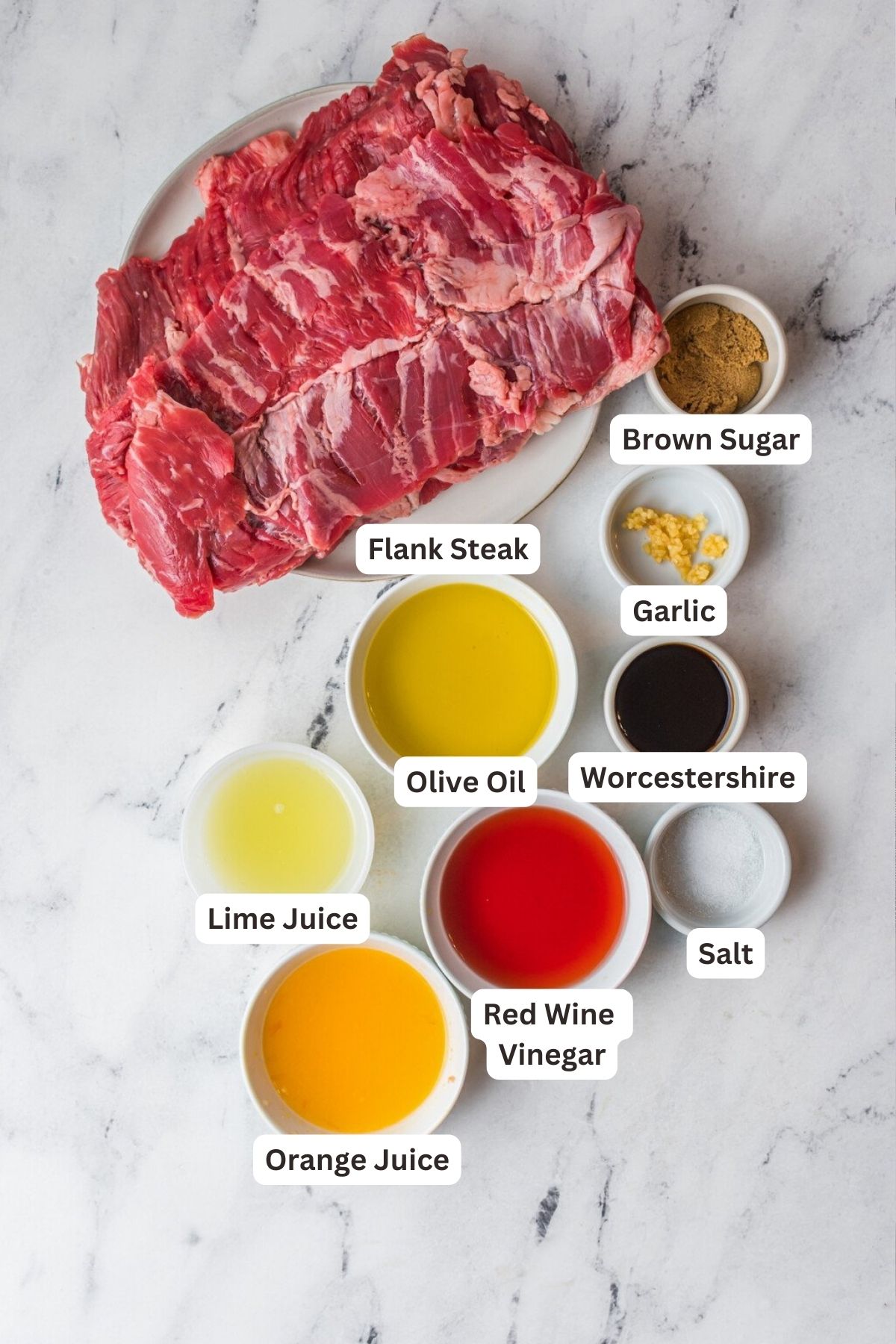 Ingredients for Juicy Flank Steak.