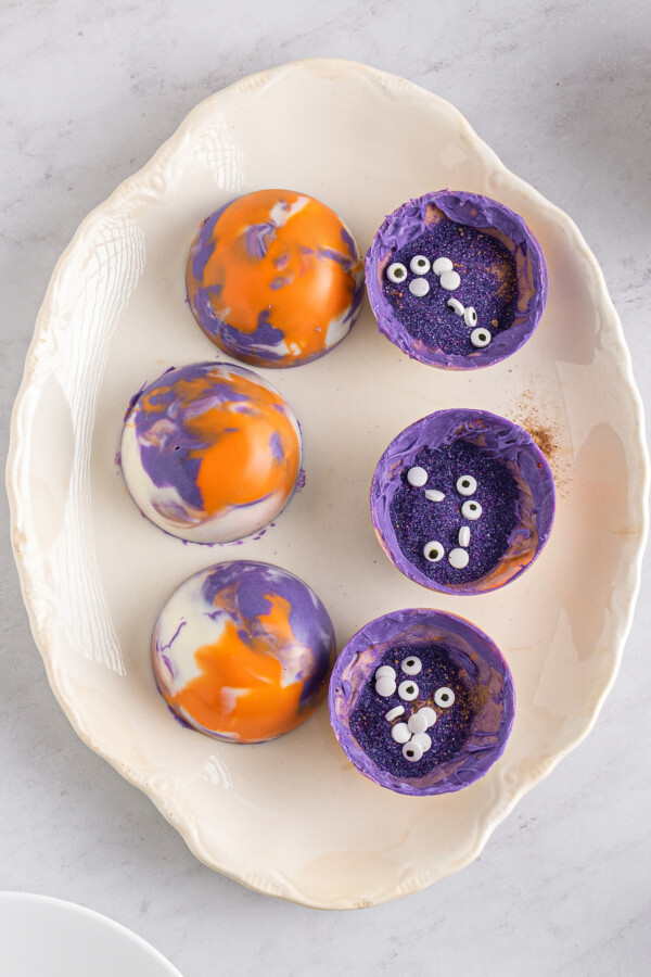 Candy melt shells with candy eye balls.