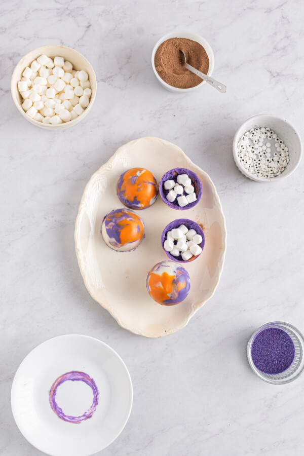 Candy melt shells with marshmallows in them.