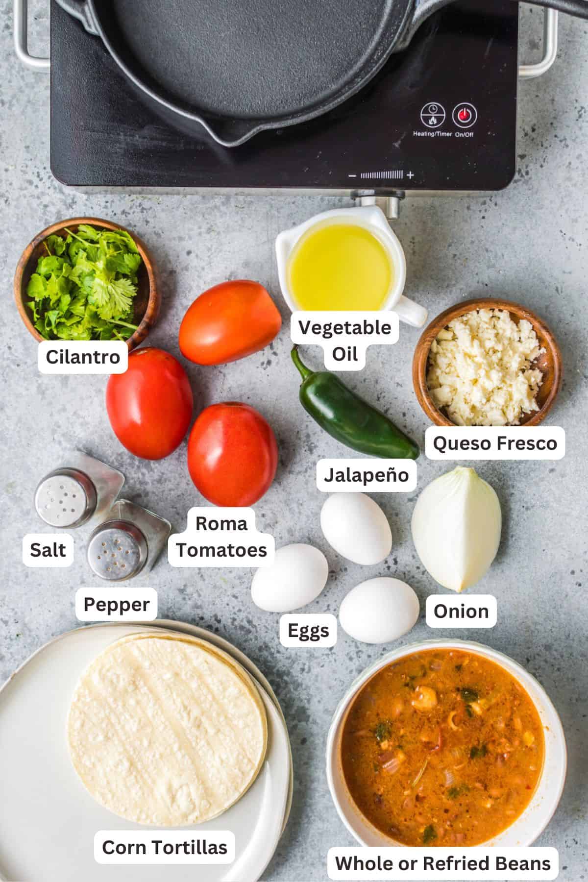 Ingredients for Fresh Huevos Rancheros.