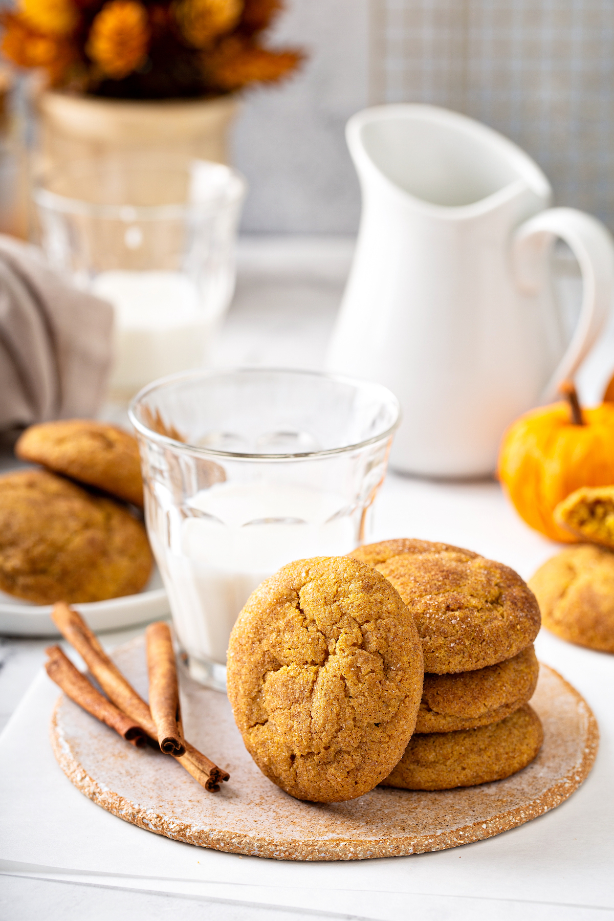 Pumpkin cookies with cinnamon sugar.